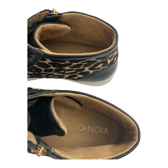 Vionic Lace And Zip Leopard Print Mid Top Sneakers-women's Size 8.5 - Picture 5 of 13
